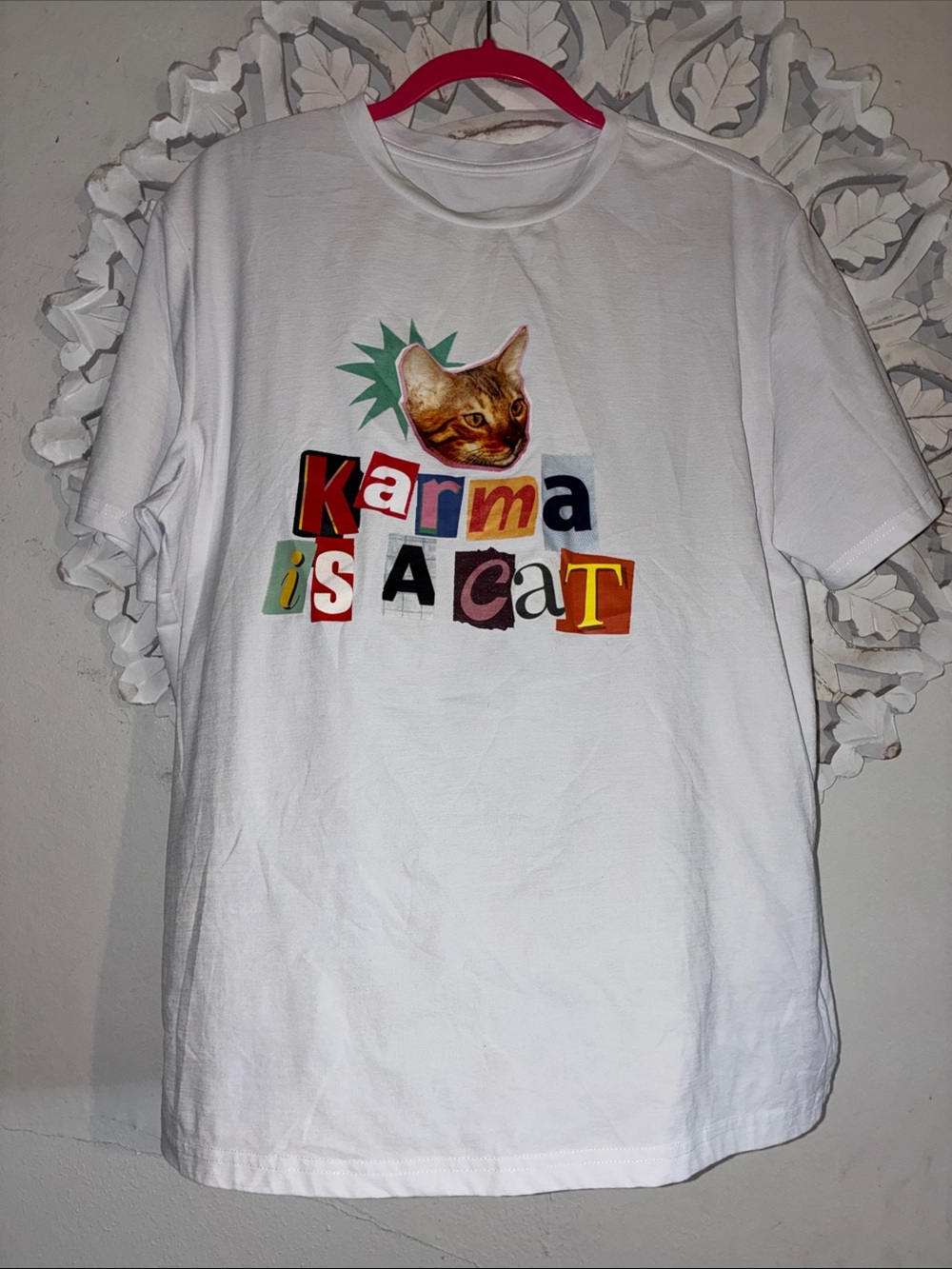 Karma is a Cat Graphic Tee - White